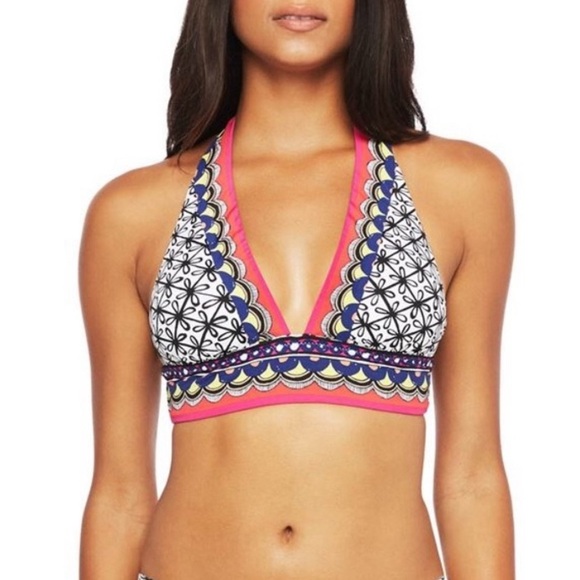 Trina Turk Other - NWT Trina Turk Tanzania Multicolor Halter Tie Neck Swim Bikini Top Size 14